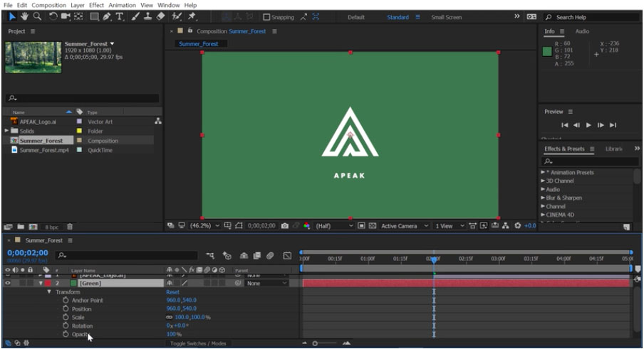 Как изменить длительность проекта в after effects